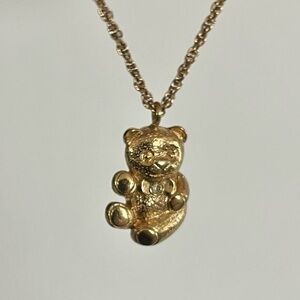 BOGO Vintage Avon Gold Tone Teddy Bear Necklace